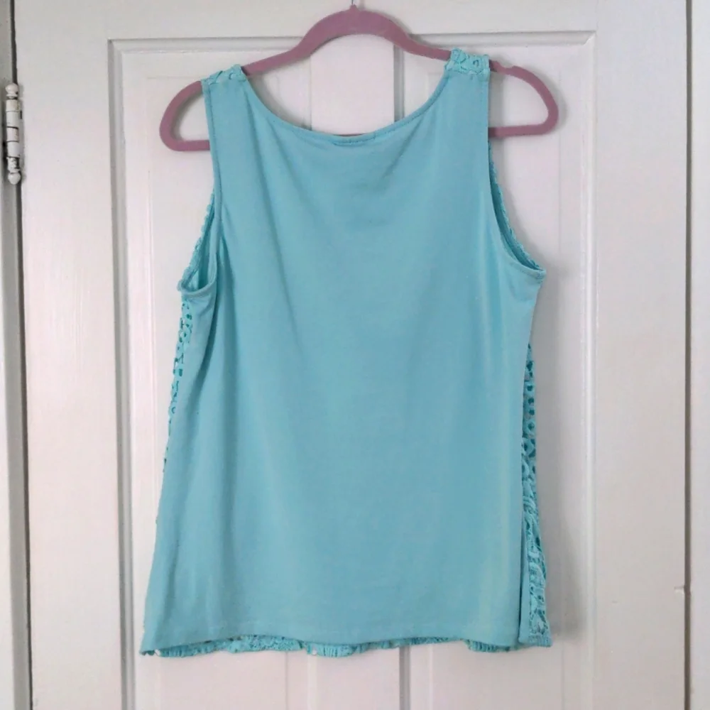 Aqua Mixed Media Blouse (like new) - Picture 5 of 5